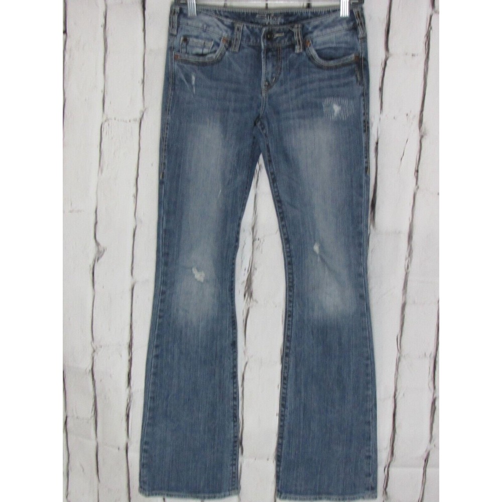 Silver Women Jeans Size 26 Blue Low Rise Alex Distressed Faded Flare Denim